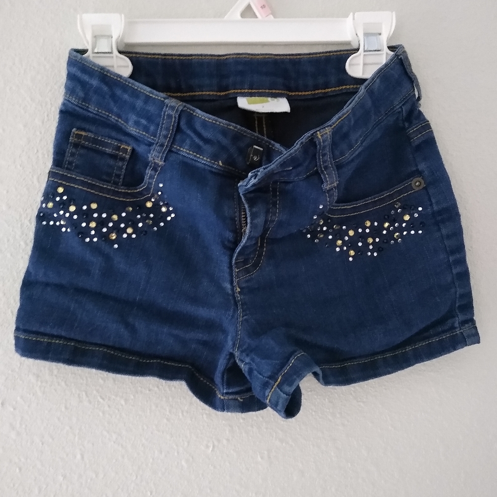 Rhinestone Embellished Jean Shorts